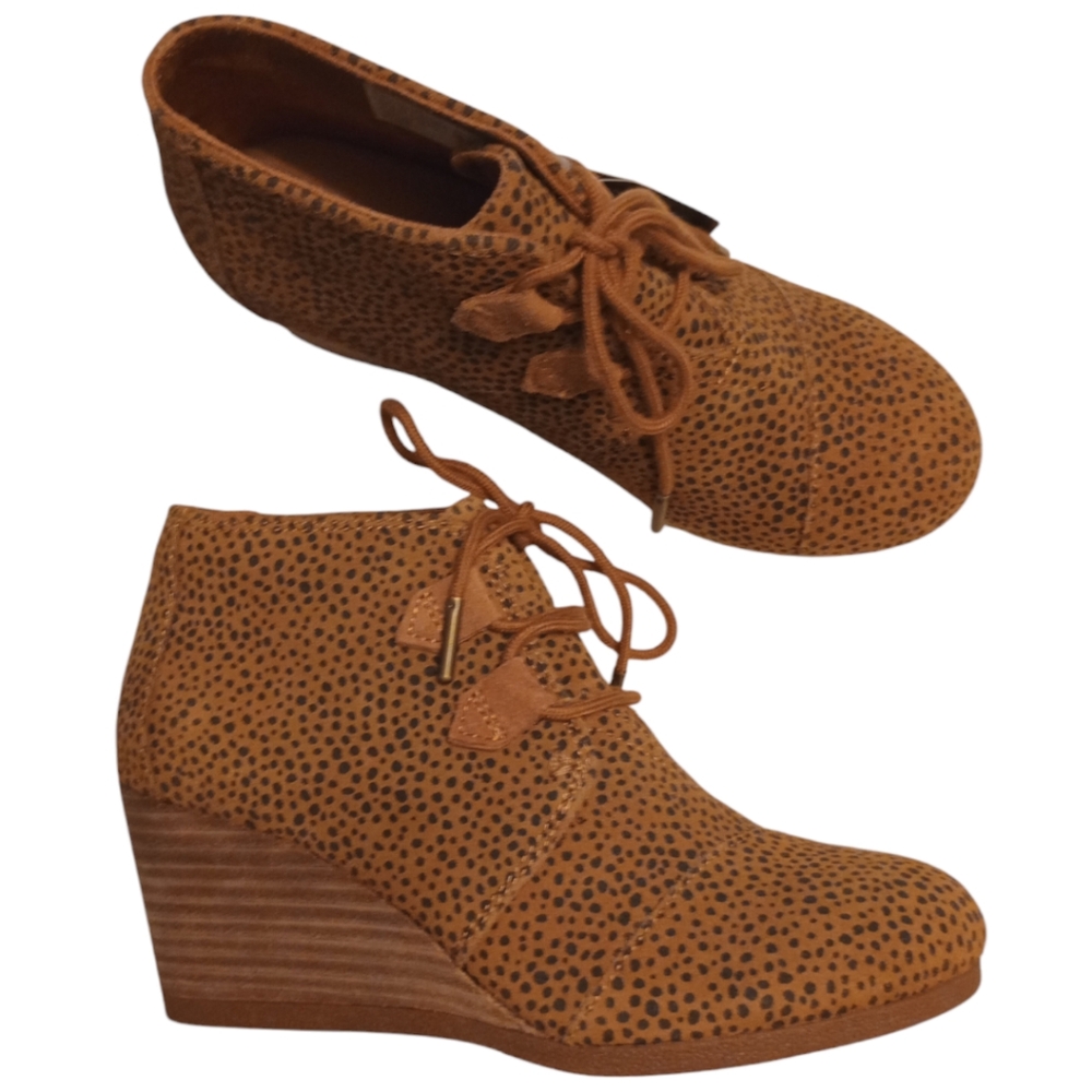 Women's Tan Cheetah Print Wedge Ankle Boots